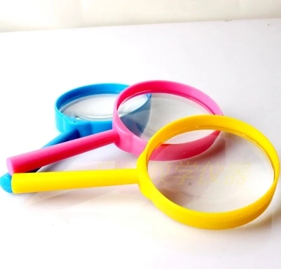 60mm  children hand magnifying glass  three times the magnification Red, yellow, blue, 3 pieces