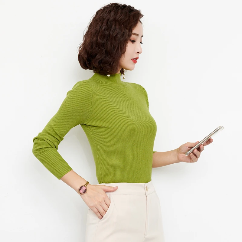 Осенний и зимний женский джемпер с высоким воротником длинный рукав толстый