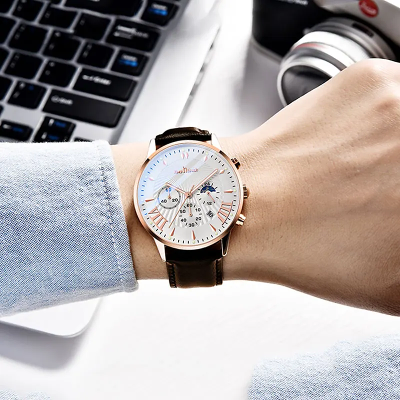 Часы наручные мужские кварцевые с 6 иглами роскошные многофункциональные