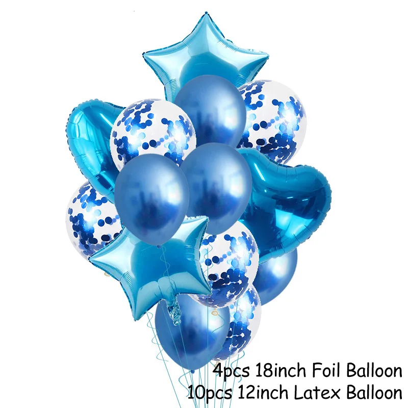 14p balloons set-L 10/15/20 шт. металлическая хромированная воздушные шары с днем рождения/воздушные шары Золотое конфетти балон Свадебные украшения надувные гелием Balons шарики - Цвет: 14p balloons set-L
