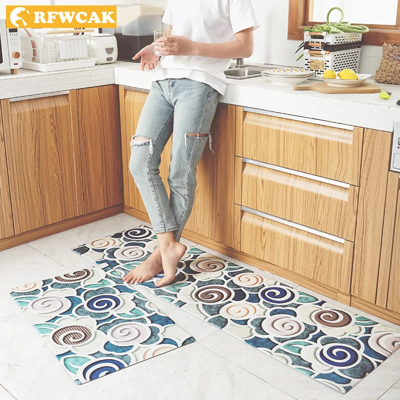 Качественные кухонные коврики ПВХ кожаные напольные большие для спальни татами