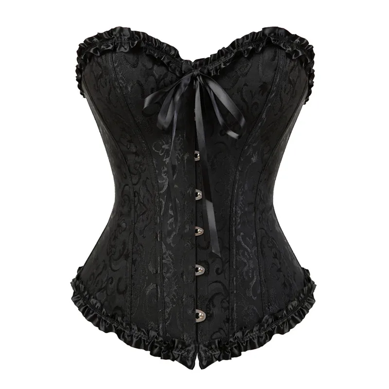 

overbust corset sexy lace plus size erotic zip floral women bustier corset lingerie tops brocade fashion DropShipping