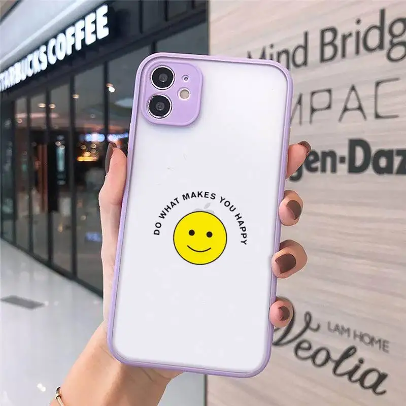 

Fashion smile face text sunshine Phone Case Matte Transparent for iPhone 7 8 11 12 s mini pro X XS XR MAX Plus cover funda