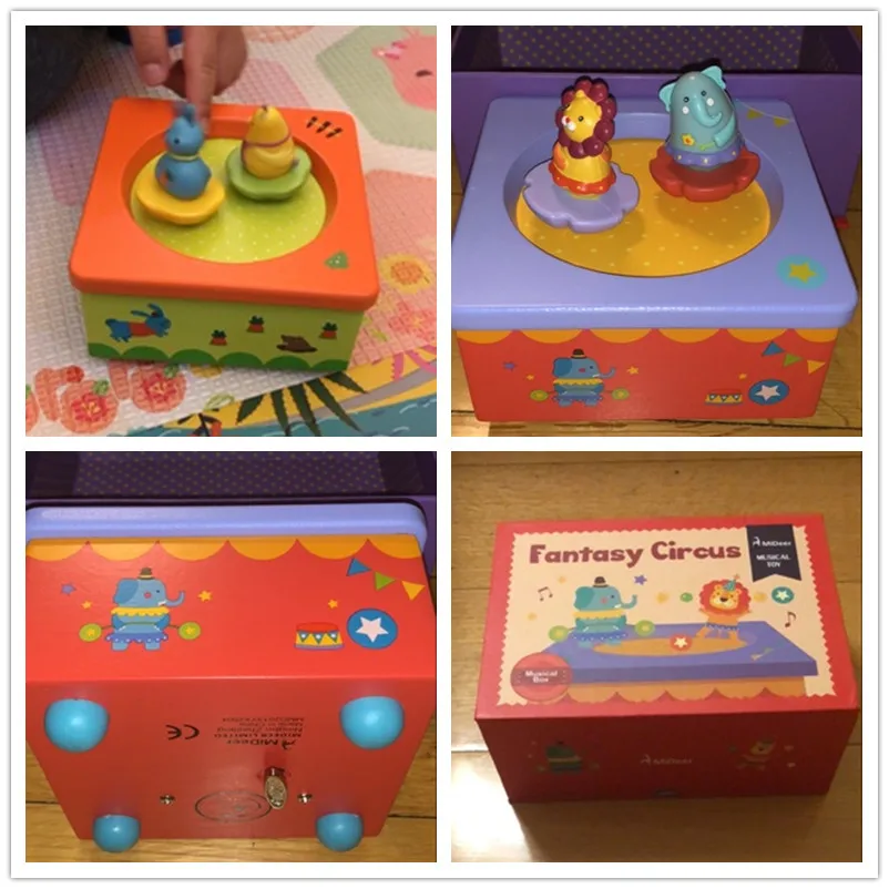 Детская музыкальная шкатулка MiDeer деревянная заводная модель мультяшный Лев