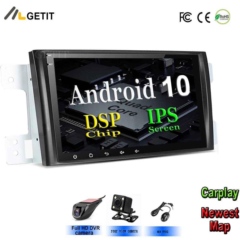 Автомобильный мультимедийный проигрыватель 2 DIN IPS Android 10 GPS без DVD для SUZUKI GRAND VITARA