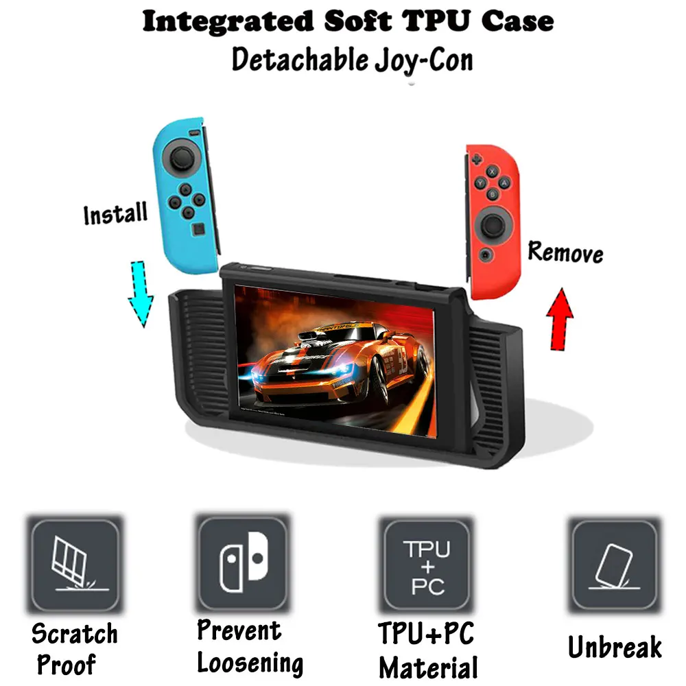 Фото Силиконовый чехол для игровой консоли Nintendo Switch ТПУ защитный сверхпрочный чехол амортизация против царапин ручка хоста подарок №5