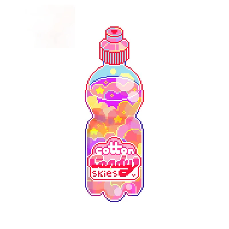 

Personality Cotton Candy Pixel Drink Funny Car Stickers Creativite Waterproof Decal Refrigerator Car Styling Apply To Car Window