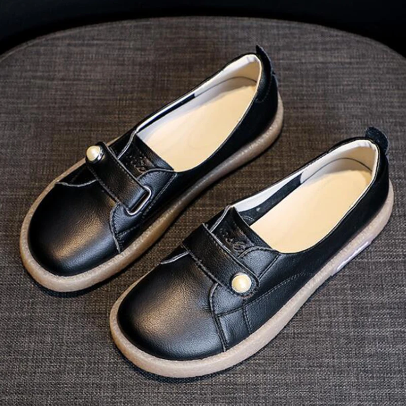 Женская Белая обувь женские слипоны из натуральной кожи с закрытым носком лоферы