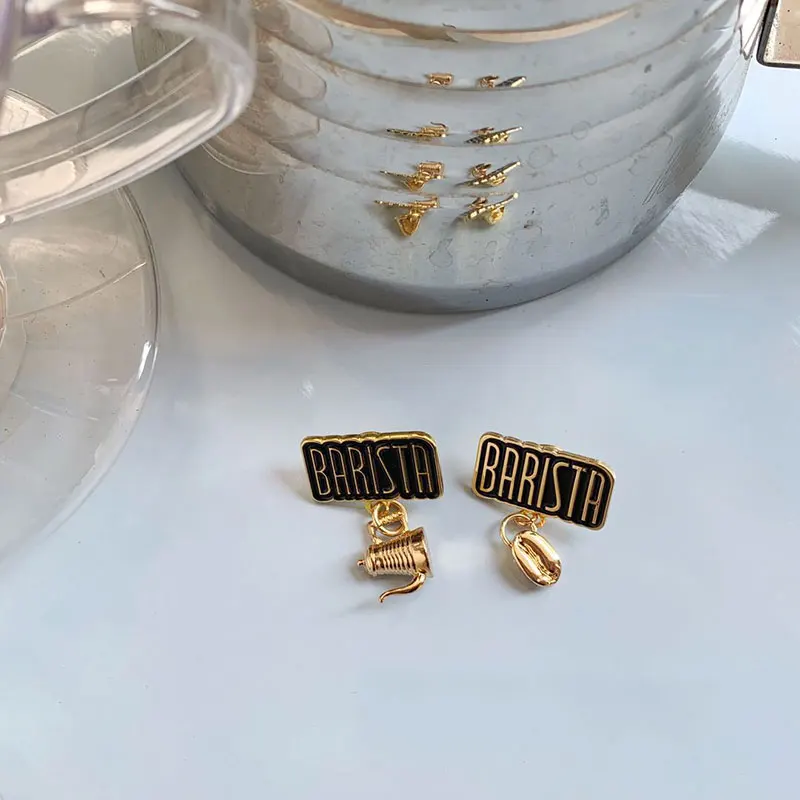 значок кофе значки на рюкзак 1 шт. очаровательный золотой кофейник бобовая брошь