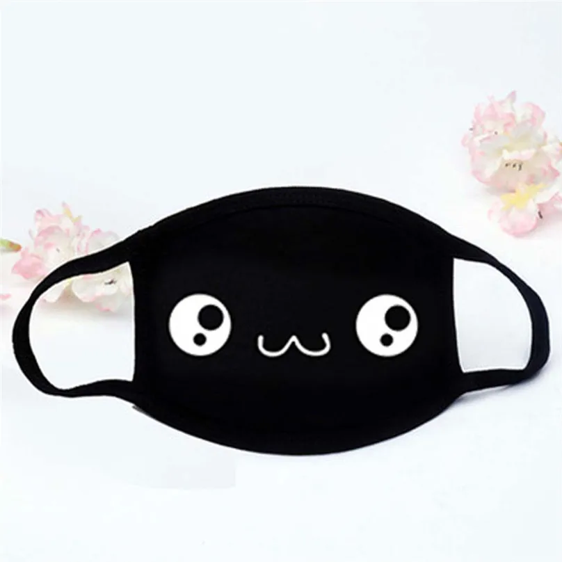 Милые Черные унисекс для женщин и мужчин маска лица Хлопок Аниме Маска рта Анти
