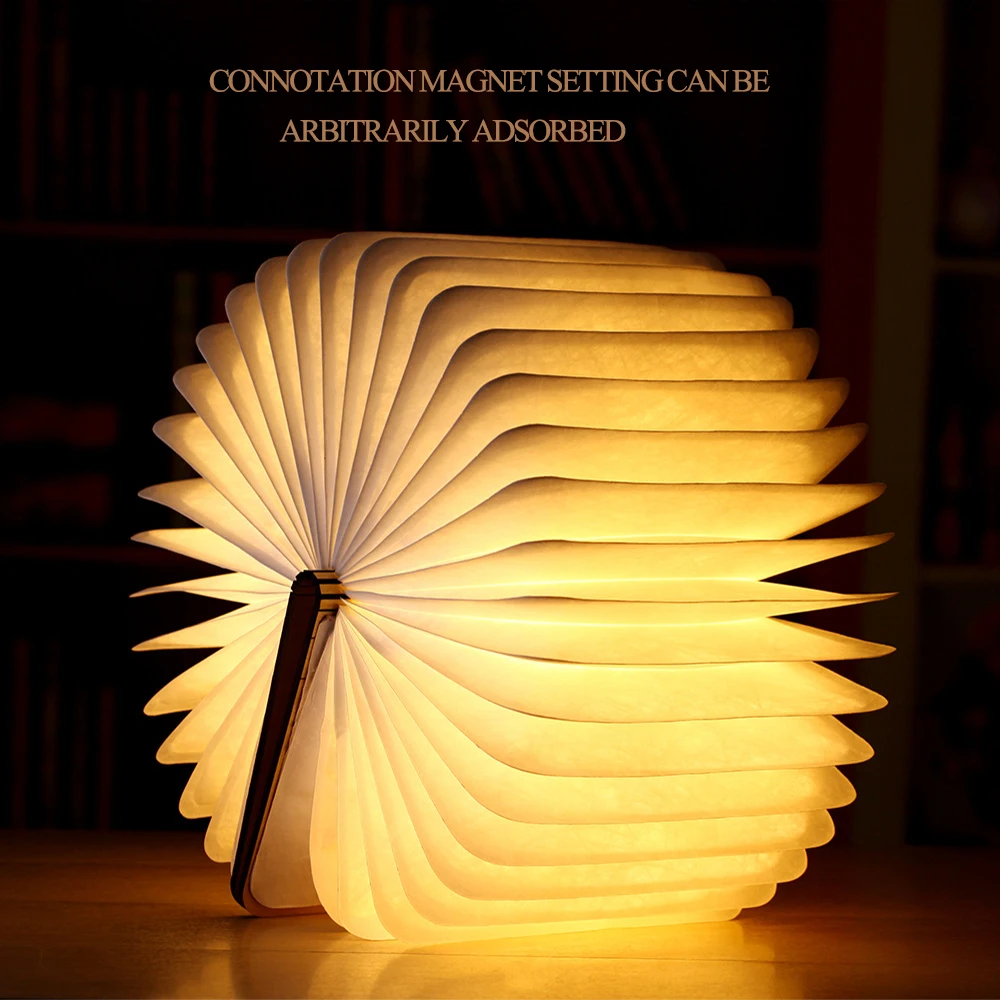 

LED Night Light 7 Colors 3D Wooden Book Foldable Desk Table Lamp USB Rechargeable Magnetic Night Lights Home Decor book shape