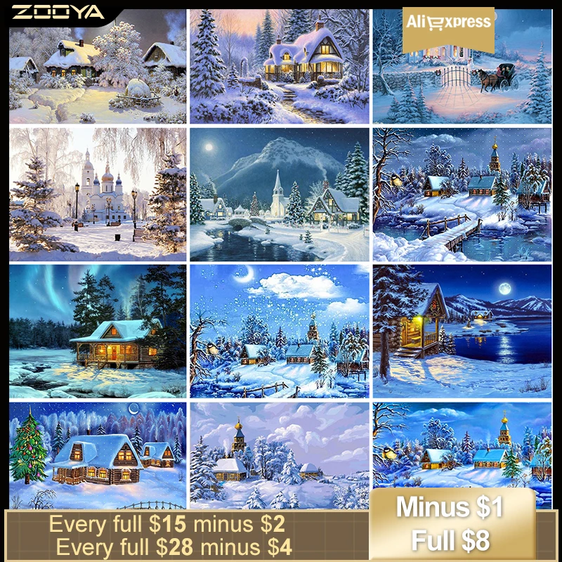 ZOOYA Алмазная картина крестиком пейзаж церковь вышивка продажа 5D полная дрель