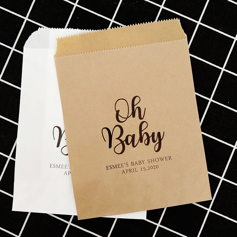 Персонализированные сумки для детского душа с именами и датами яркие бумажные