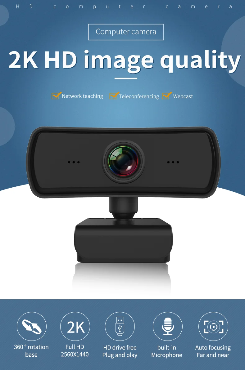 

2022. Оригинальная веб-камера 2K, компьютерная веб-камера для ПК с микрофоном для прямой трансляции, видеозвонков, конференц-связи, работы, веб-...