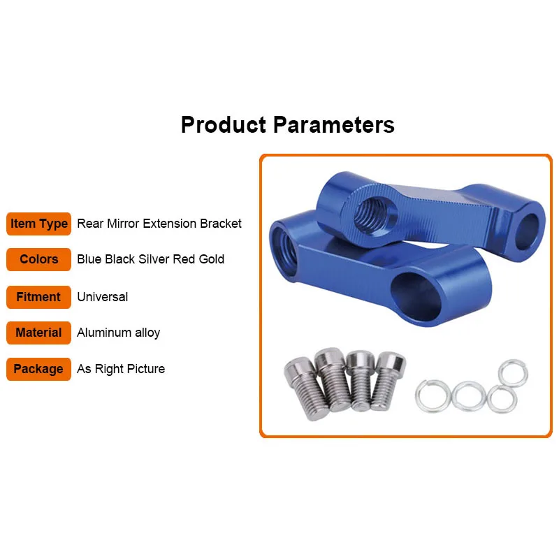 

2x 8mm 10mm Motorcycle Rear Mirror Base Extension Bracket Universal Motorbike Mirror Mount Clamp For Dirt Pit Bike ATV