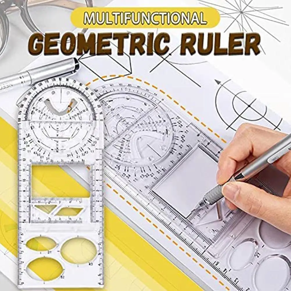 

Многофункциональная Геометрическая линейка геометрический шаблон измерительный инструмент для школы офисные принадлежности линейки для ...