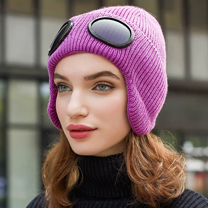 Ветрозащитные очки искусственная трикотажная шляпа женская маска толстая