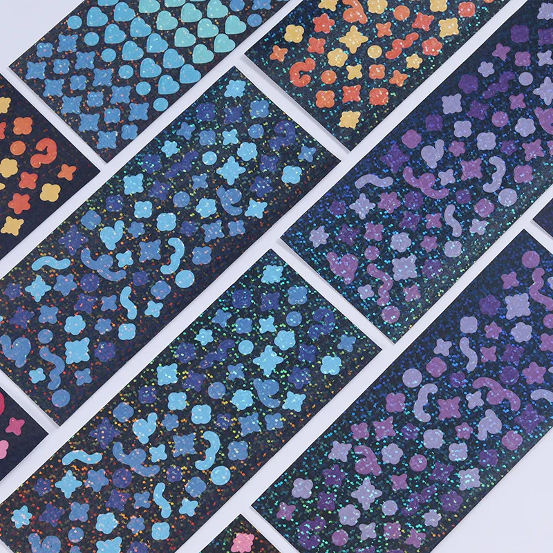

South Korea Ins Colorful Laser Stickers Creative Aesthetics DIY Manual Photo Album Scrapbook Stationery Stickers Couple Gift