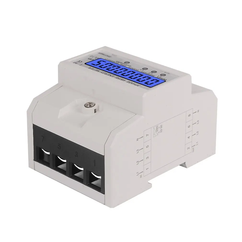 DDS024 Din Rail 3 фазы 4 провода электронный счетчик Мощность потребление энергии метр
