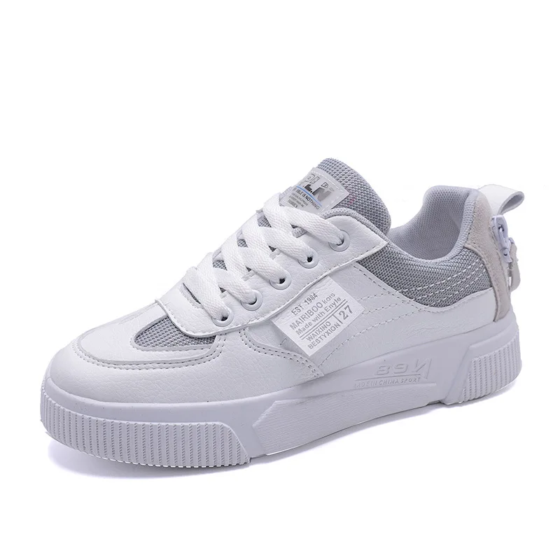 

women's flat shoes 2020 Spring New Leather Sneakers Female Solid Color Student Platform Shoes Casual Low-top Flats Women Shoes