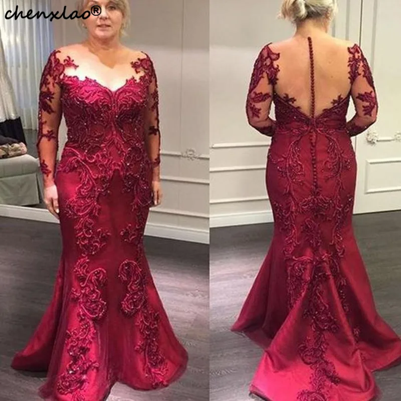 

New Long Evening Dress Sweetheart Floral Lace Appliques Illusion Sleeves Mermaid Prom Dresses Party Gowns Vestidos