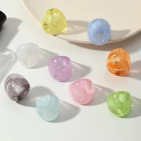 korean transparent resin acrylic candy colourful geometric square round rings jewelry accessories for women girls jewelry party