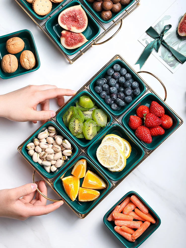 Скандинавская тарелка для фруктов изысканная разделенная сетка креативные