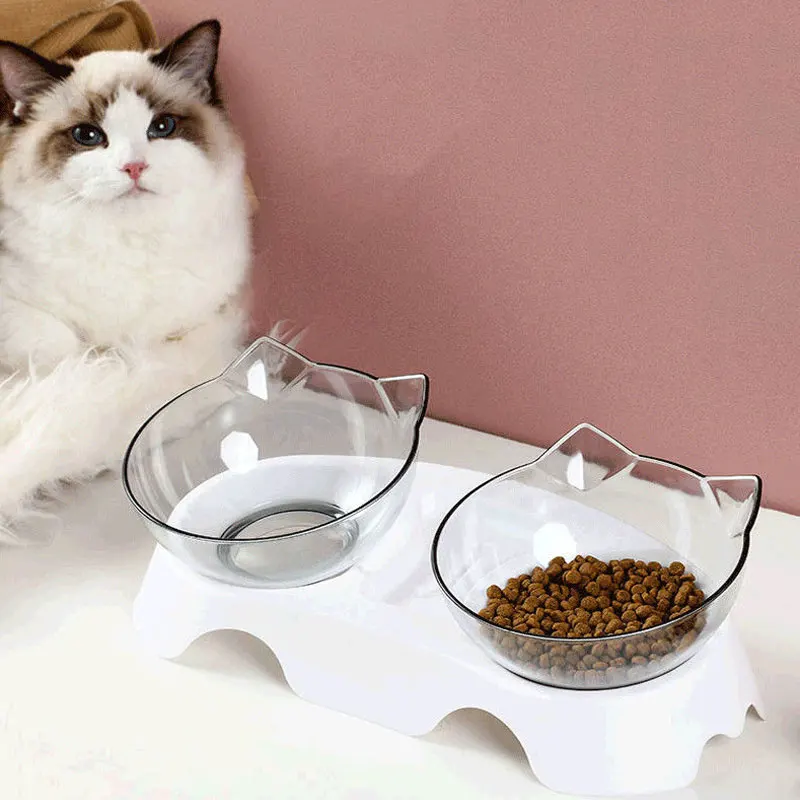 

Нескользящая миска для кошек, двойная миска для собак с подставкой, миска для кормления кошек, миски для питомцев, товары для домашних живот...