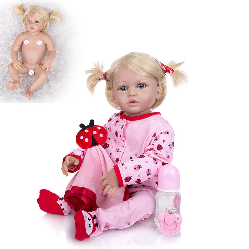 

Полностью силиконовая кукла-Реборн, 23 дюйма, Реалистичная кукла-младенец, девочка-младенец, подарок на Рождество, игрушки для сна