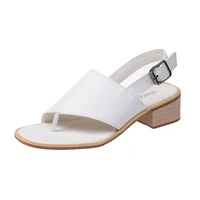 larged sized 42 summer woman block heel sandals clip toe slingback pu leather platform sandalis mujer calzado girls buckle shoes