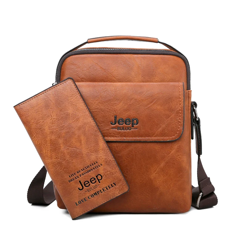Мужские кожаные сумки для документов jeep buluo комплект оранжевая сумка на плечевом