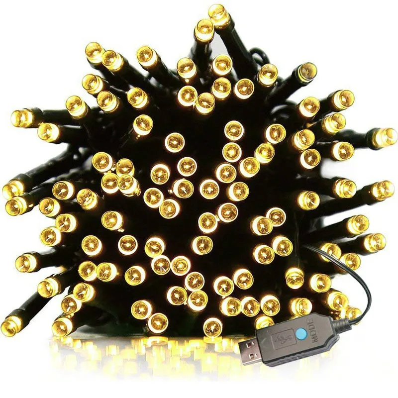 Гирлянда уличная светодиодная водонепроницаемая 5 в пост. Тока 8 режимов 100/200