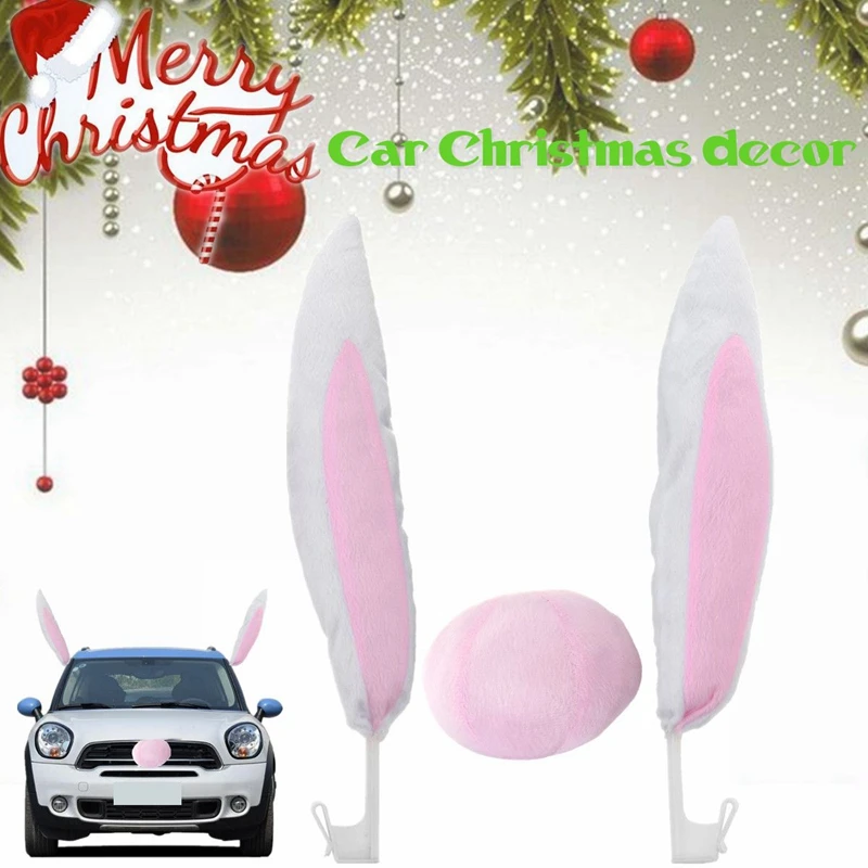 Автомобильное Рождественское украшение Розовые кроличьи уши с носом игрушки для