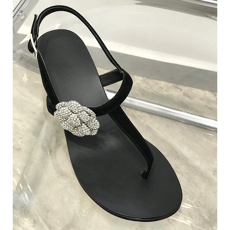 

2021 top quality Women Leather patchwork hand stitched crystal zircon high-heeled sandals with clip-on loafers 4.5cm