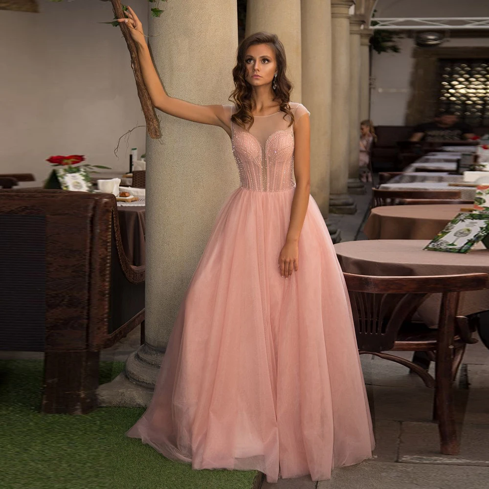 

Женское вечернее платье без рукавов, длинное фатиновое платье до пола с бисером, модель 2022