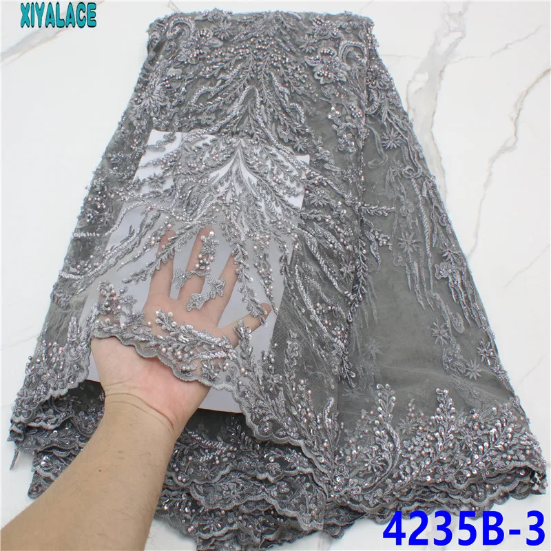 

Hot Sale beaded lace fabric,Latest sequence lace fabric,Luxury net lace fabric 2021 dresses for Nigerian party KS4235BB
