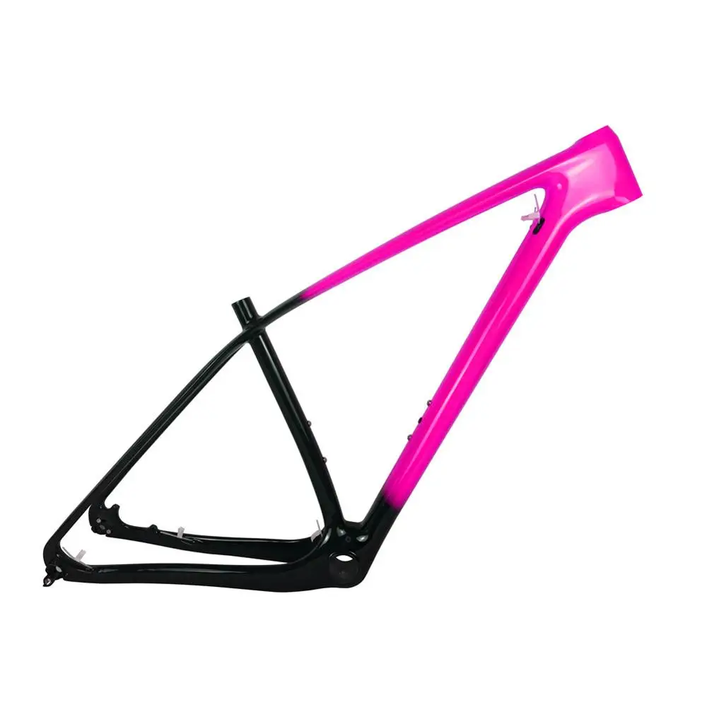 Spcycle 29er полная карбоновая Передняя Велосипедная вилка рама 27,5 er горный велосипед карбоновая рама 650B T1000 карбоновая жесткая рама градиентного цвета - Цвет: Pink Color