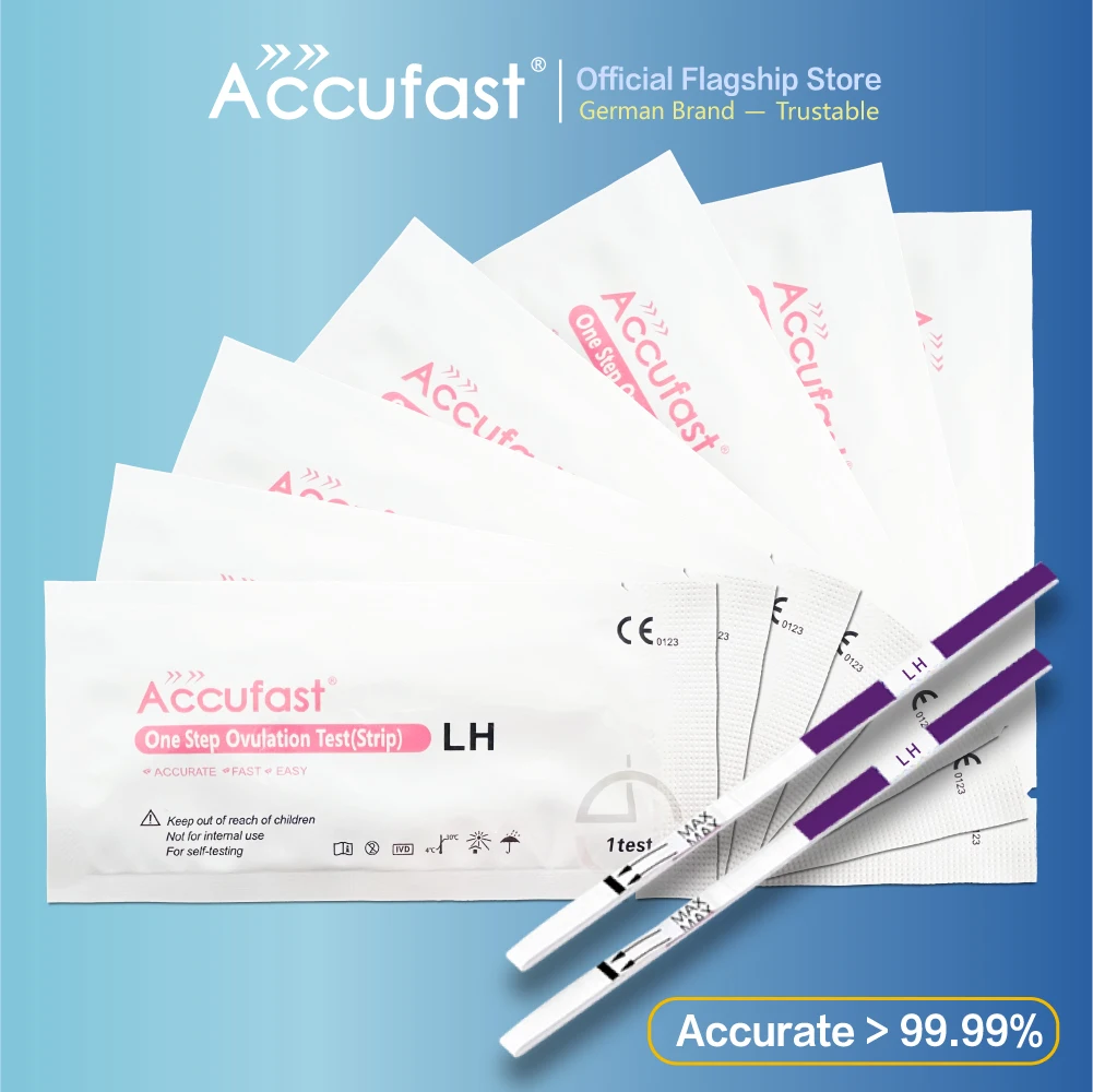 ACCUFAST New 50Pcs LH Ovulation Test Strips Women Higher Sensitivity Urine Test Kits With Urine Cups Sanitary LH Test Strips