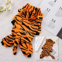 pet clothing cartoon tigers jumpsuits clothes for dog small costume tiger print cute autumn winter warm fun rompers collar perro