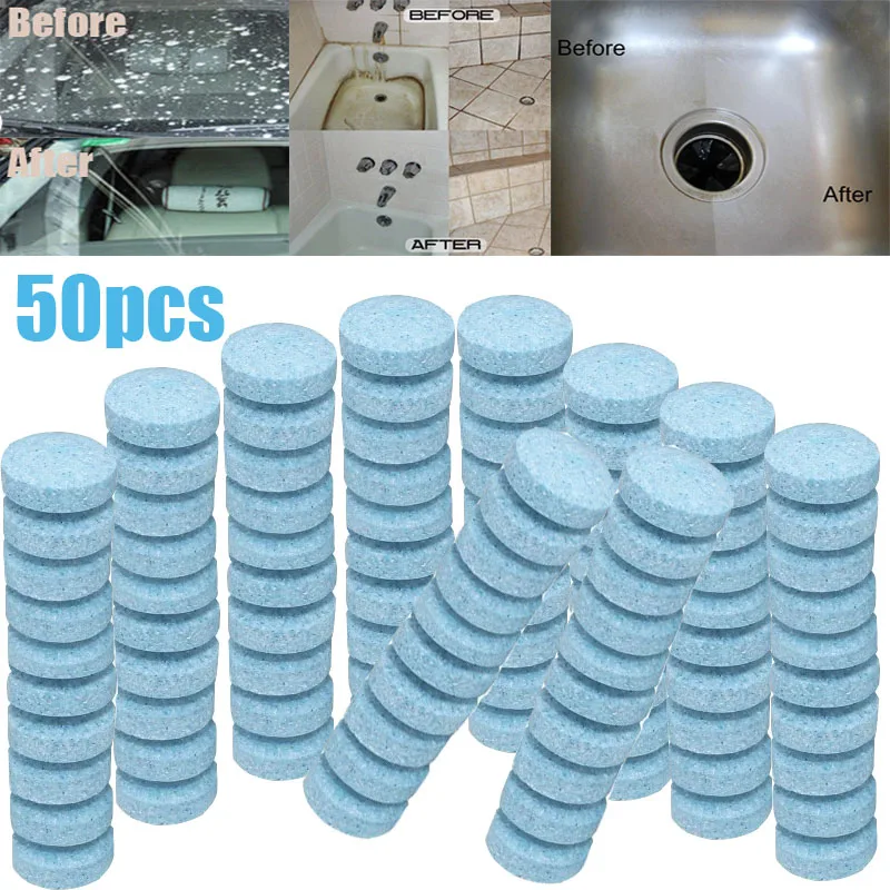 50PCS Blue 50-500 шт Белый/Синий Многофункциональный Effervescent Спрей очиститель набор стеклоочистителей для домашней уборки автомобиля концентрат Effervescent очиститель - Цвет: 50PCS Blue