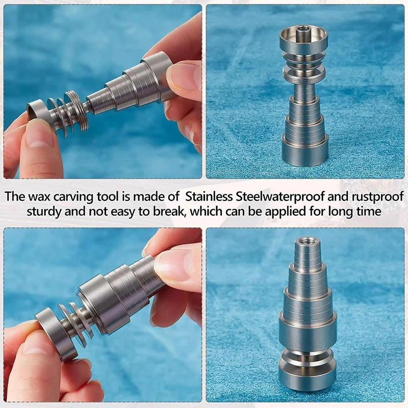 2 Pieces Titanium Wax Tool Stainless Steel Cap Universal 6 in 1 Metal Waterproof Rustproof Carving | Инструменты