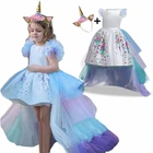 Вечернее платье с единорогом, платье принцессы, Детские платья для девочек, костюм, детское платье на день рождения, бальное платье, платье для девочек, вечернее платье для девочек