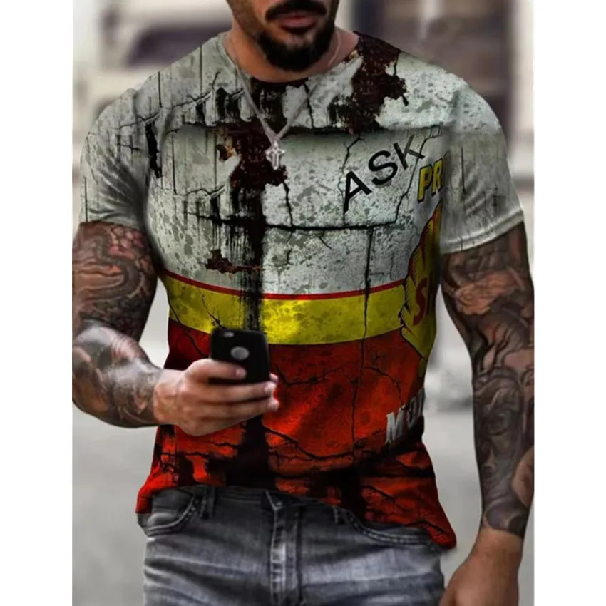

Hot style Summer Harajuku Large Size Men Camisetas T-Shirt Youth Street Graffiti Print Sport Men's T-Shirt All-Match Tees