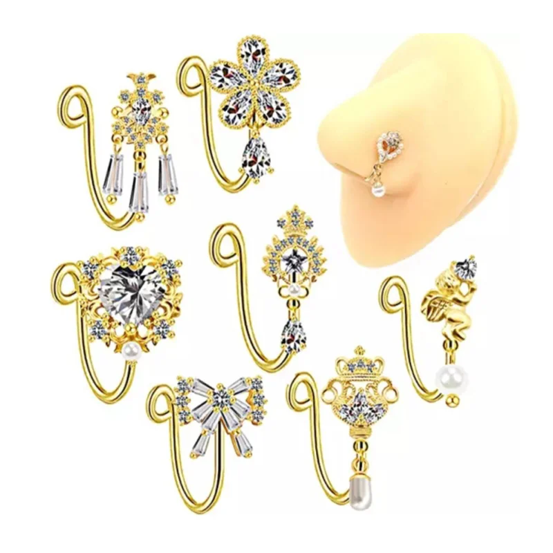 1 шт. Хрустальная корона искусственное кольцо для носа без пирсинга клипса в