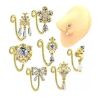 1 шт. Хрустальная корона искусственное кольцо для носа без пирсинга клипса для носа кольцо в индийском стиле манжета для сердца носа искусственное пирсинг для носа ювелирные изделия