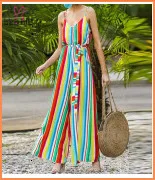 Boho полосатый Печатный комплект из двух частей для женщин с отложным воротником и коротким рукавом, укороченный топ с высокой талией, широкие брюки, повседневные Костюмы