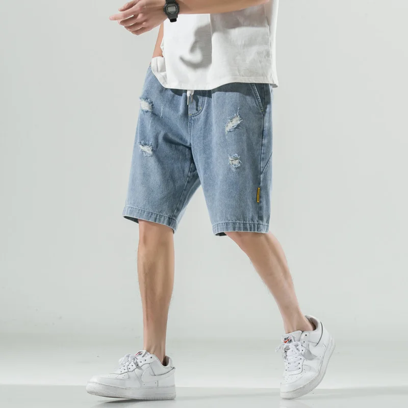 

2021 summer new denim shorts men's jeans casual shorts loose five-point pants fashion all-match
