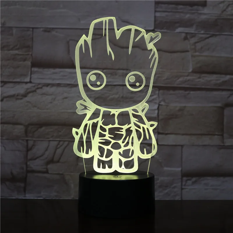VCity Groot 3D лампа 7 цветов, меняющая ночник, детский вентилятор, подарки для дома, спальни, стол, рядом с освещением, абстрактный акриловый Lamparas