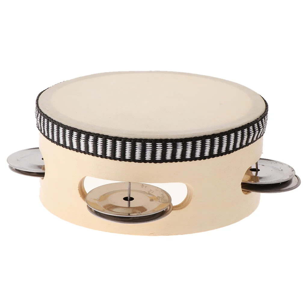 

Hand Held Tambourine Drum with Metal Jingles Percussion Musical Instruments Toys for Church Party Dance (4 inch)