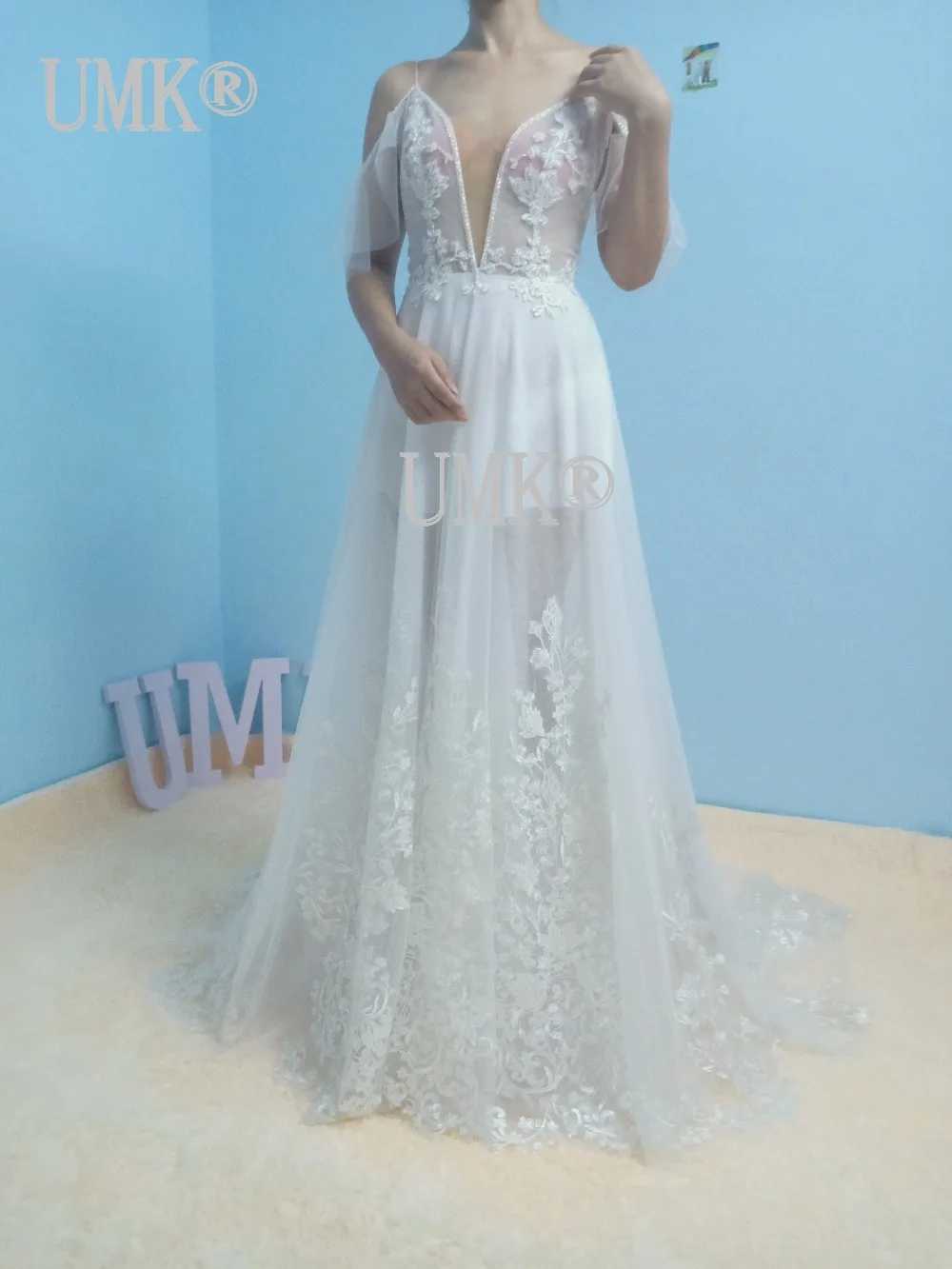 Сексуальное прозрачное кружевное пляжное свадебное платье летнее Бохо Vestido De Noiva сексуальное Тюлевое свадебное платье с открытой спиной и аппликацией